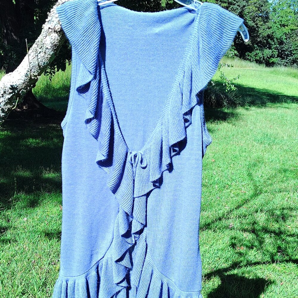Absolutely, Women's, Blue Ruffled Cardigan Wrap, Medium, USA Made